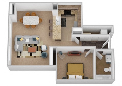 The Shakespeare One Bed One Bath Floor Plan at Renaissance at the Power Building, Ohio